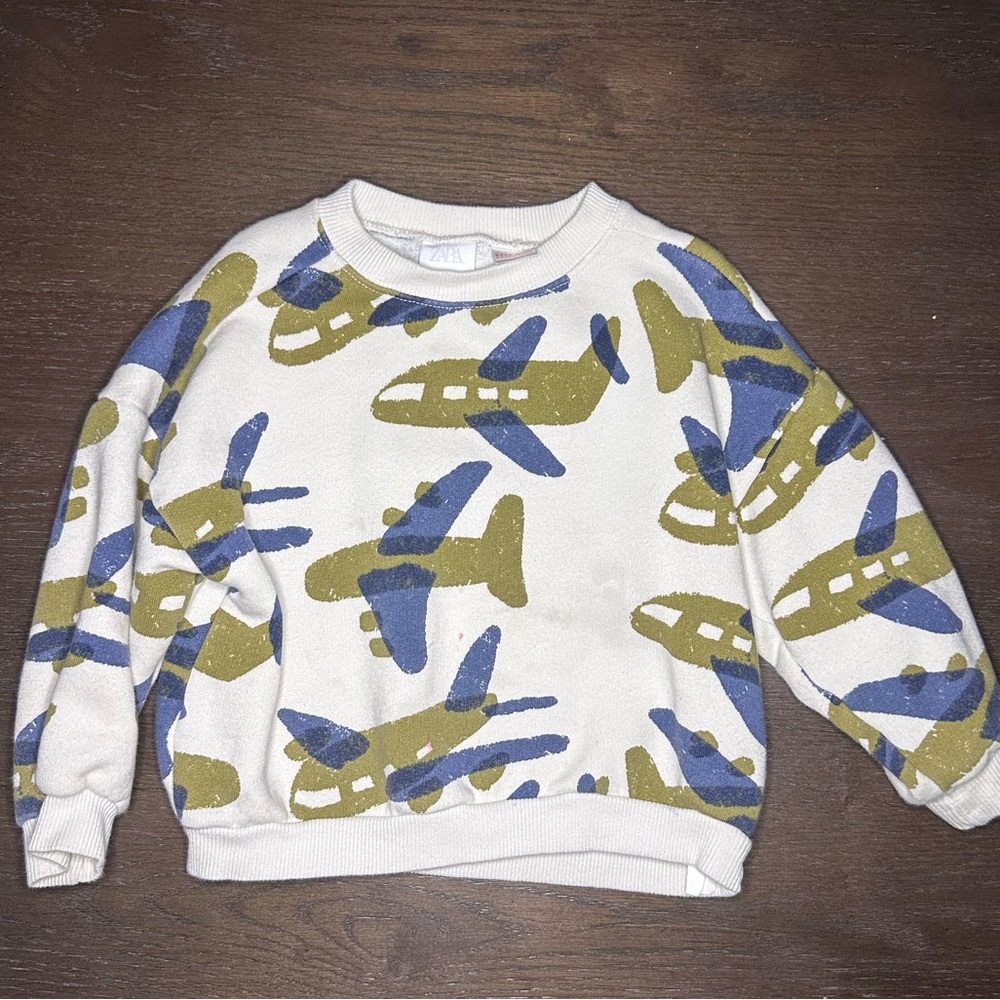Zara Kids Airplane Print Sweatshirt - 3T